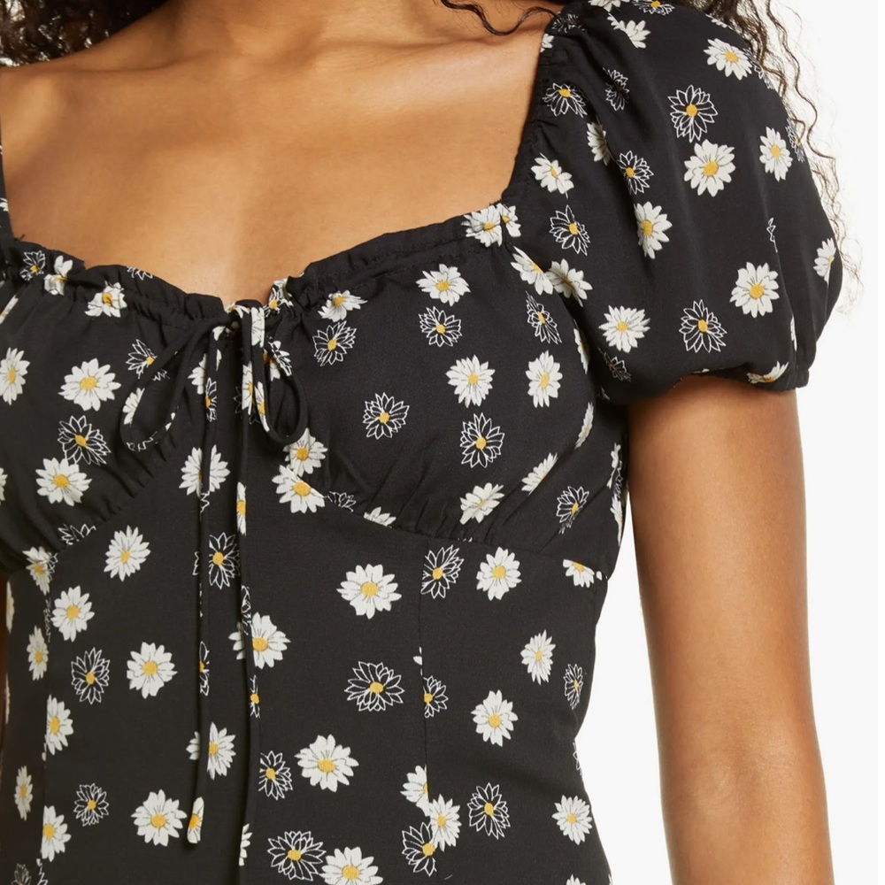 bp ditsy floral tie front mini dress EUC